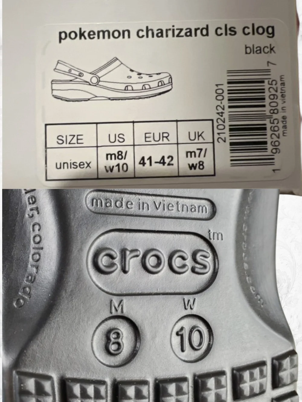 New Crocs Pokémon Charizard Classic Clog M8/W10 Collectible NWT